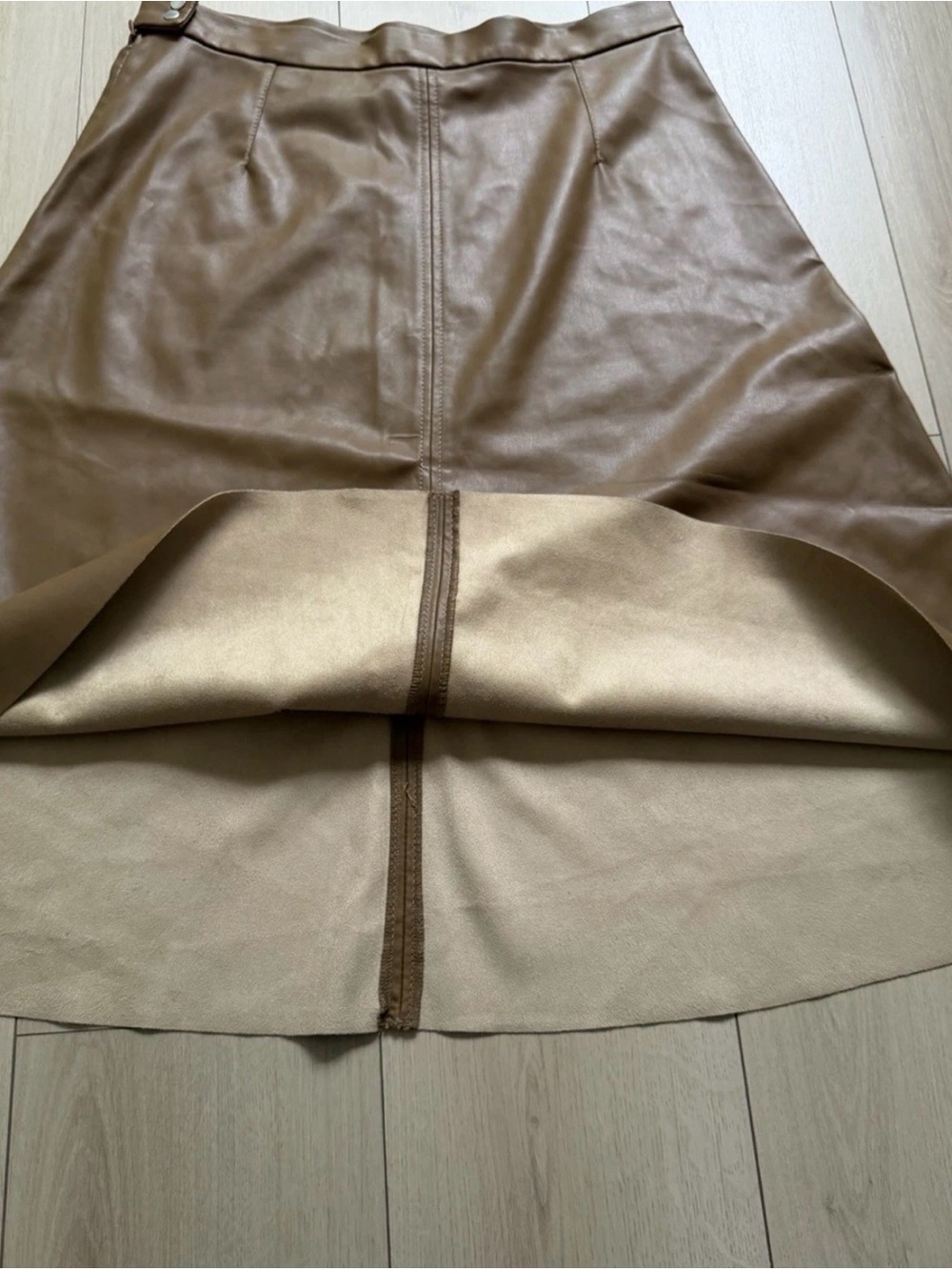 H&M Tan Faux Leather A-Line Skirt - Picture 8 of 10